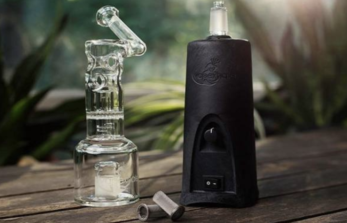 a cannabis vaporizer in action